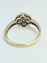 Load image into Gallery viewer, 2115: Vintage: 9ct Gold 6 Tanzanites Diamond Floral Daisy Ring
