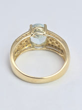 Load image into Gallery viewer, 2132: Vintage: 9ct Gold Blue Aquamarine 24 Natural Diamonds Cocktail Ring
