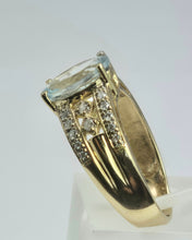 Load image into Gallery viewer, 2132: Vintage: 9ct Gold Blue Aquamarine 24 Natural Diamonds Cocktail Ring
