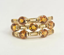 Cargar imagen en el visor de la galería, 2157: Vintage; 9ct Gold Orange and Yellow Citrine Openwork Cocktail Ring
