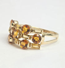 Cargar imagen en el visor de la galería, 2157: Vintage; 9ct Gold Orange and Yellow Citrine Openwork Cocktail Ring
