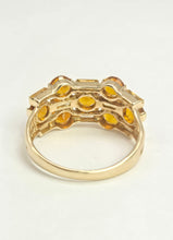 Cargar imagen en el visor de la galería, 2157: Vintage; 9ct Gold Orange and Yellow Citrine Openwork Cocktail Ring
