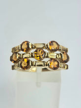 Cargar imagen en el visor de la galería, 2157: Vintage; 9ct Gold Orange and Yellow Citrine Openwork Cocktail Ring
