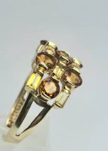 Cargar imagen en el visor de la galería, 2157: Vintage; 9ct Gold Orange and Yellow Citrine Openwork Cocktail Ring
