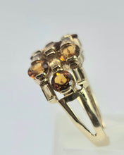 Cargar imagen en el visor de la galería, 2157: Vintage; 9ct Gold Orange and Yellow Citrine Openwork Cocktail Ring
