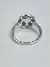Cargar imagen en el visor de la galería, 2161: Vintage; 9ct White Gold Pink Morganite 60 Natural Diamonds Halo Dress Ring

