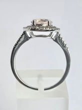 Cargar imagen en el visor de la galería, 2161: Vintage; 9ct White Gold Pink Morganite 60 Natural Diamonds Halo Dress Ring
