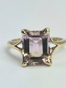 2192: Vintage: 9ct Gold Emerald Cut Ametrine Cocktail Ring- Lush