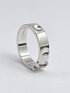 2023: Vintage: Louis Vuitton 18ct White Gold Emepreinte LV Ring- Size 56- Pristine Condition