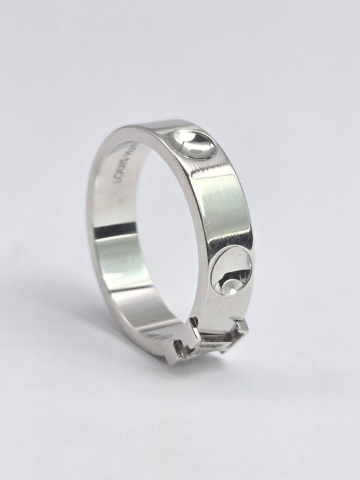 2023: Vintage: Louis Vuitton 18ct White Gold Emepreinte LV Ring- Size 56- Pristine Condition
