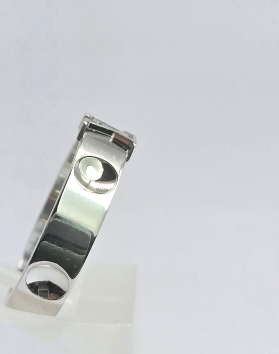 2023: Vintage: Louis Vuitton 18ct White Gold Emepreinte LV Ring- Size 56- Pristine Condition