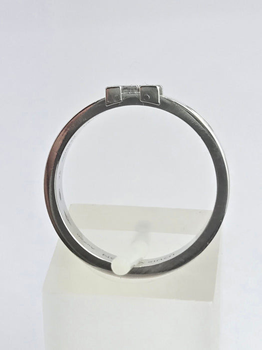 2023: Vintage: Louis Vuitton 18ct White Gold Emepreinte LV Ring- Size 56- Pristine Condition