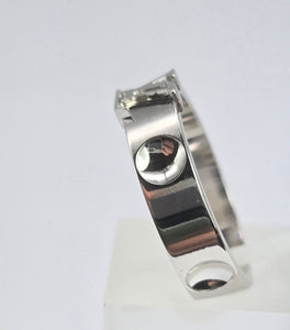 2023: Vintage: Louis Vuitton 18ct White Gold Emepreinte LV Ring- Size 56- Pristine Condition