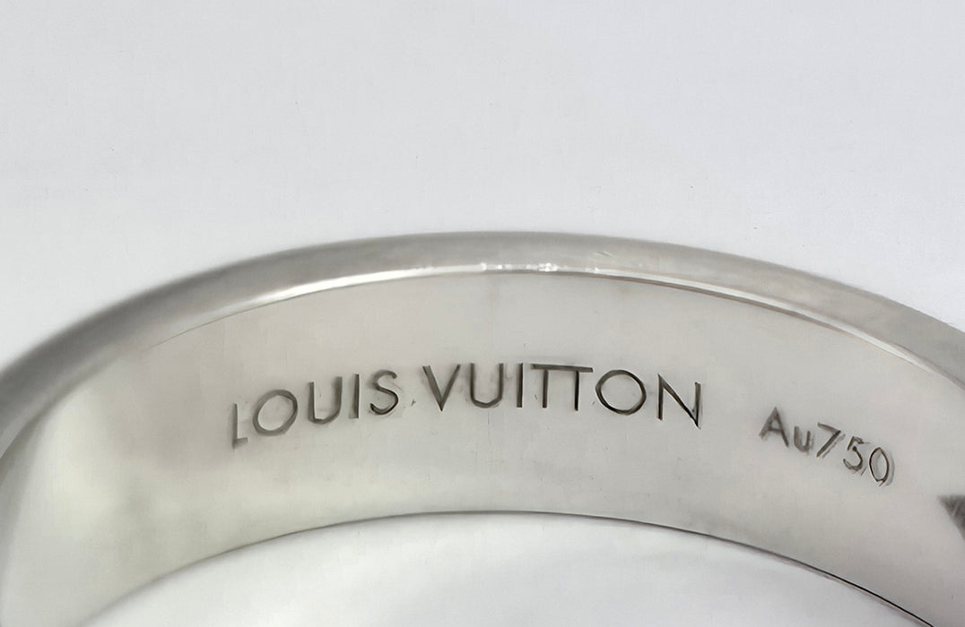 2023: Vintage: Louis Vuitton 18ct White Gold Emepreinte LV Ring- Size 56- Pristine Condition