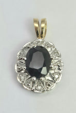 Load image into Gallery viewer, 2042: Vintage: 9ct Gold French Blue Sapphire Diamonds Pendant
