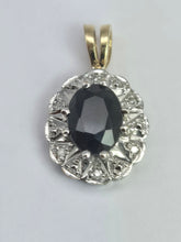 Load image into Gallery viewer, 2042: Vintage: 9ct Gold French Blue Sapphire Diamonds Pendant
