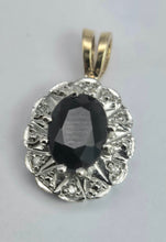 Load image into Gallery viewer, 2042: Vintage: 9ct Gold French Blue Sapphire Diamonds Pendant
