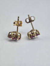 Load image into Gallery viewer, 2043: Vintage: Petite 9ct Gold Rubies Diamond Stud Earrings
