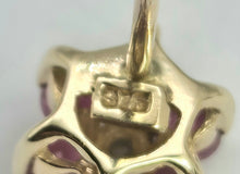 Load image into Gallery viewer, 2043: Vintage: Petite 9ct Gold Rubies Diamond Stud Earrings
