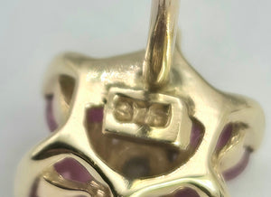 2043: Vintage: Petite 9ct Gold Rubies Diamond Stud Earrings