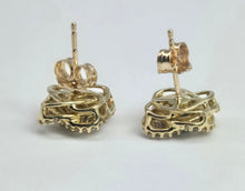 Load image into Gallery viewer, 2063: Vintage: 9ct Gold Emerald Diamond Encrusted Stud Earrings- simply gorgeous
