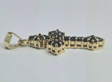 Load image into Gallery viewer, 2064 Vintage: 9ct Gold 21 Deep Blue Spinels Cross Pendant
