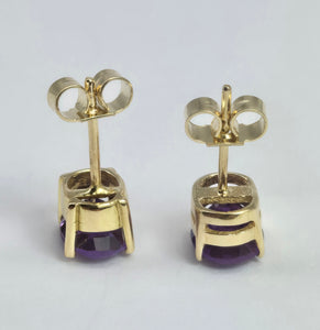 2093: 18ct Gold Voluptuous Purple Amethyst Stud Earrings-