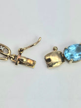 Load image into Gallery viewer, 2110: Vintage; 9ct Gold Swiss Blue Topaz Natural Diamonds Bracelet (18.5cm)
