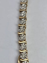 Load image into Gallery viewer, 2113: Vintage; 9ct Gold 36 Natural Diamonds Bracelet (18cm) - A sparkling beauty
