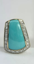Load image into Gallery viewer, 2175 Vintage: 9ct Gold Turquoise 20 Natural Diamonds Pendant
