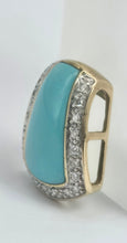 Load image into Gallery viewer, 2175 Vintage: 9ct Gold Turquoise 20 Natural Diamonds Pendant

