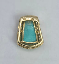 Load image into Gallery viewer, 2175 Vintage: 9ct Gold Turquoise 20 Natural Diamonds Pendant
