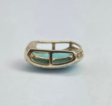 Load image into Gallery viewer, 2175 Vintage: 9ct Gold Turquoise 20 Natural Diamonds Pendant
