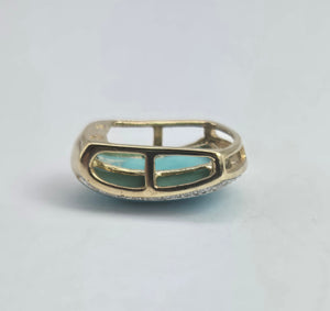 2175 Vintage: 9ct Gold Turquoise 20 Natural Diamonds Pendant