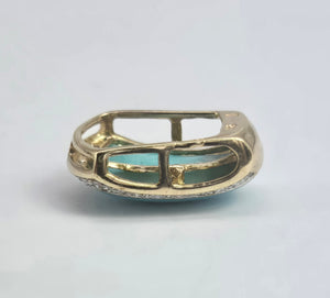 2175 Vintage: 9ct Gold Turquoise 20 Natural Diamonds Pendant