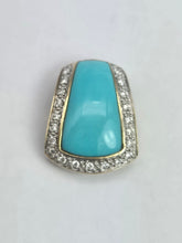 Load image into Gallery viewer, 2175 Vintage: 9ct Gold Turquoise 20 Natural Diamonds Pendant
