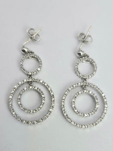 2176: Vintage: 9ct Gold 100 Natural Diamonds Drop/Dangle Earrings