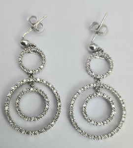 2176: Vintage: 9ct Gold 100 Natural Diamonds Drop/Dangle Earrings
