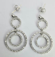Cargar imagen en el visor de la galería, 2176: Vintage: 9ct Gold 100 Natural Diamonds Drop/Dangle Earrings
