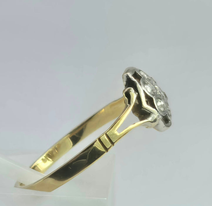 6533 Vintage: 18ct Yellow Gold Diamond Octagonal Cluster Ring — Art Deco
