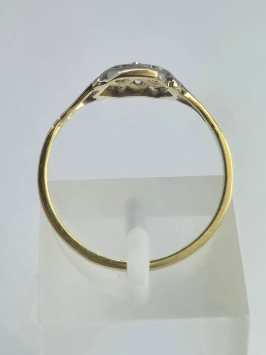 6533 Vintage: 18ct Yellow Gold Diamond Octagonal Cluster Ring — Art Deco
