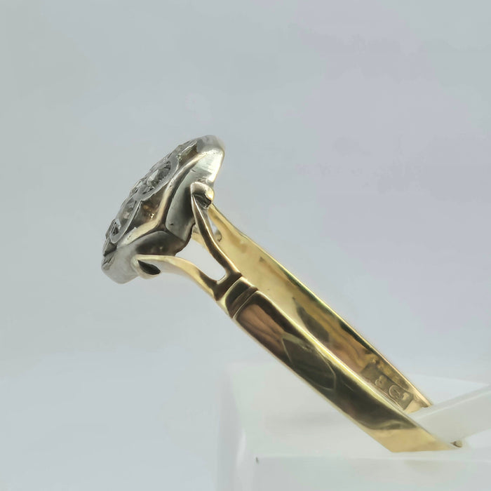 6533 Vintage: 18ct Yellow Gold Diamond Octagonal Cluster Ring — Art Deco