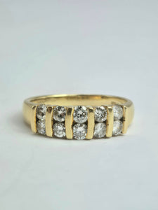 2051: Vintage: 18ct Gold 10 Round Full Cut&nbsp; Natural Diamonds Tiered Ring