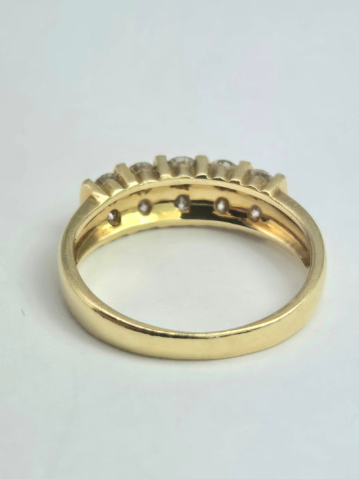 2051: Vintage: 18ct Gold 10 Round Full Cut&nbsp; Natural Diamonds Tiered Ring