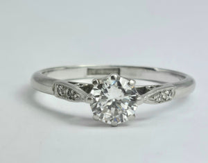 2074: Vintage: Platinum Brilliant Cut Diamond (0.63ct) Solitaire Ring - Superb