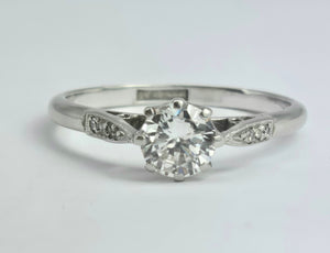 2074: Vintage: Platinum Brilliant Cut Diamond (0.63ct) Solitaire Ring - Superb
