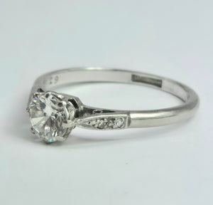 2074: Vintage: Platinum Brilliant Cut Diamond (0.63ct) Solitaire Ring - Superb