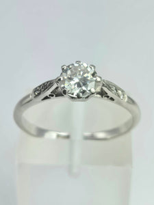 2074: Vintage: Platinum Brilliant Cut Diamond (0.63ct) Solitaire Ring - Superb
