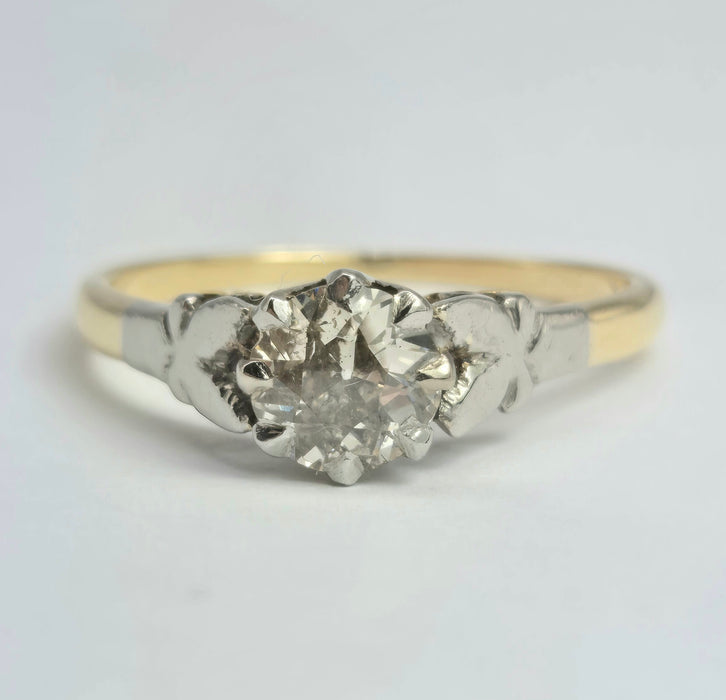 2075: Vintage: 18ct Gold (0.63ct) Round Cut Diamond Solitaire Set in Platinum- Marvellous