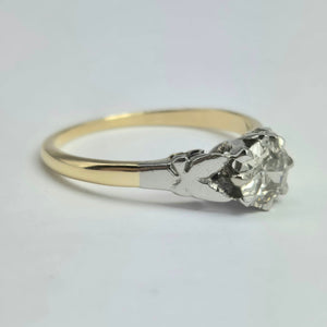 2075: Vintage: 18ct Gold (0.63ct) Round Cut Diamond Solitaire Set in Platinum- Marvellous
